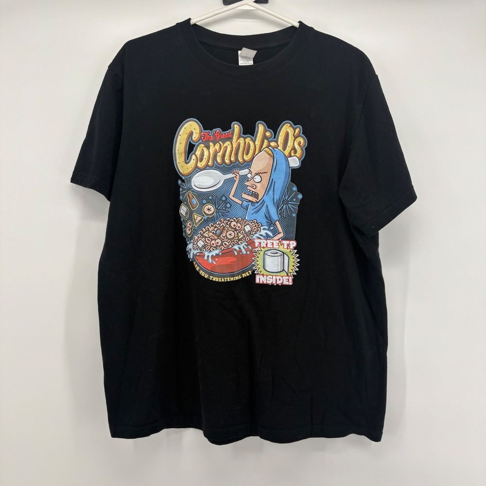 Beavis and Butt-Head Cornholio‎ Os Cereal Graphic T Shirt Mens Large Black